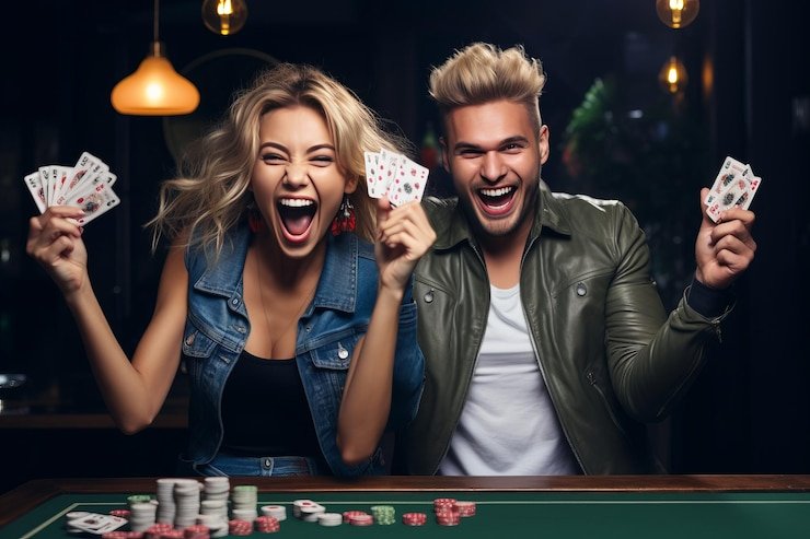 Layar permainan Caribbean Stud Poker di 91 dewa menampilkan kartu pemain, kartu dealer, dan tabel pembayaran